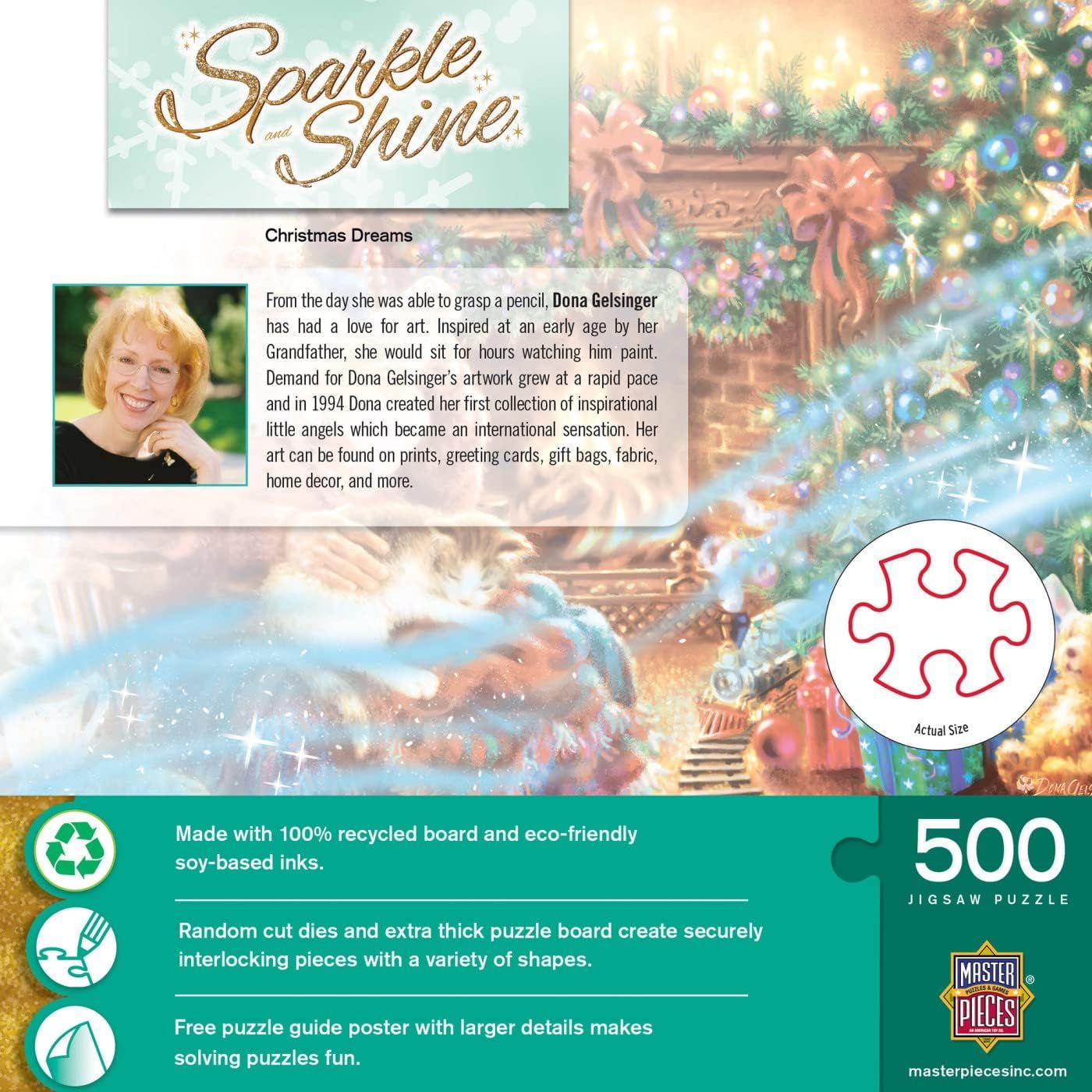 MasterPieces Sparkle Shine "Christmas Dreams" 500 Piece Glitter Puzzle 21" x 15" product image view 2